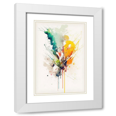 Color Burst White Modern Wood Framed Art Print with Double Matting by Mauro