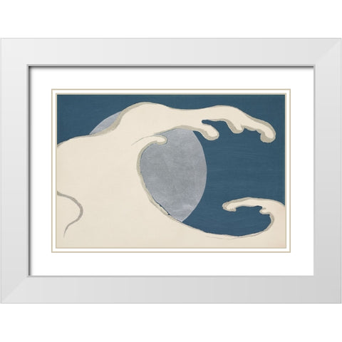 Waves and sun from Momoyogusa White Modern Wood Framed Art Print with Double Matting by Pictufy
