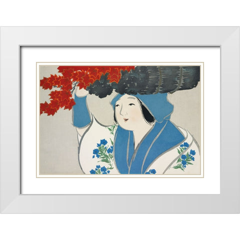Woman From Momoyogusa White Modern Wood Framed Art Print with Double Matting by Pictufy