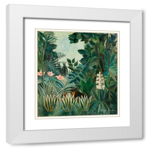 The Equatorial Jungle White Modern Wood Framed Art Print with Double Matting by Pictufy