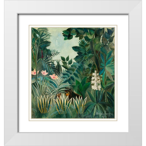 The Equatorial Jungle White Modern Wood Framed Art Print with Double Matting by Pictufy