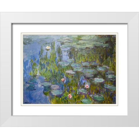 Water Lilies 1915 White Modern Wood Framed Art Print with Double Matting by Pictufy