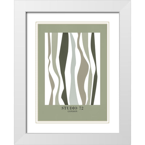 Studio 72 Green White Modern Wood Framed Art Print with Double Matting by Pictufy Studio II