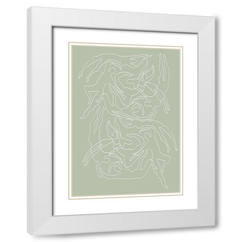 Swimmers Green White Modern Wood Framed Art Print with Double Matting by Pictufy Studio II