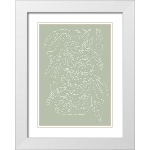 Swimmers Green White Modern Wood Framed Art Print with Double Matting by Pictufy Studio II