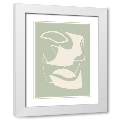 Shape Green White Modern Wood Framed Art Print with Double Matting by Pictufy Studio