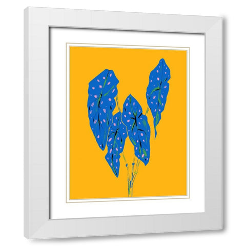 Begonia Maculata Blue and Yellow White Modern Wood Framed Art Print with Double Matting by Gulina, Francesco