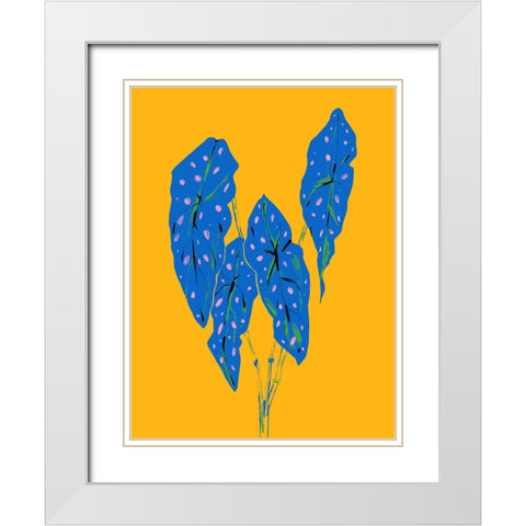 Begonia Maculata Blue and Yellow White Modern Wood Framed Art Print with Double Matting by Gulina, Francesco