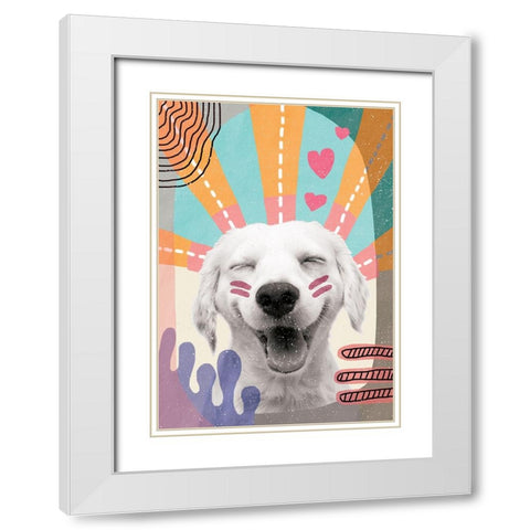 Inspired Dog White Modern Wood Framed Art Print with Double Matting by Demir, Aylin