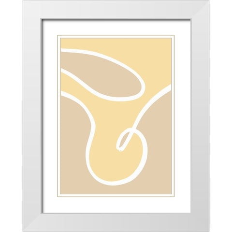 Shape 14 Yellow White Modern Wood Framed Art Print with Double Matting by Pictufy Studio