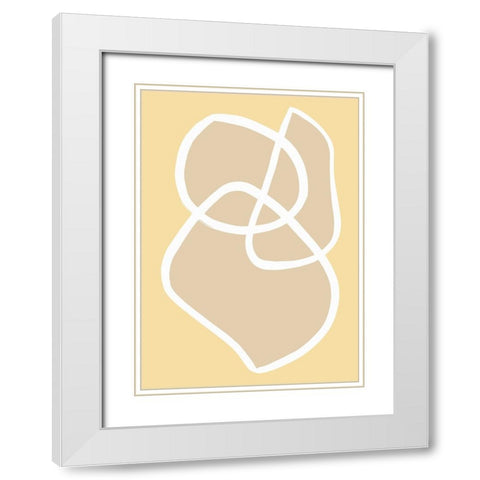 Shape 13 Yellow White Modern Wood Framed Art Print with Double Matting by Pictufy Studio