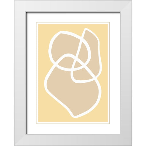 Shape 13 Yellow White Modern Wood Framed Art Print with Double Matting by Pictufy Studio