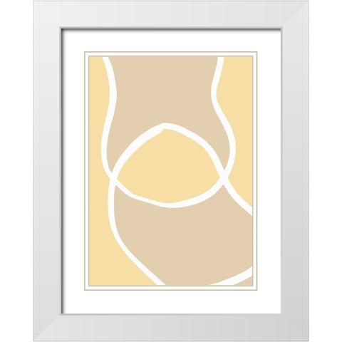 Shape 12 Yellow White Modern Wood Framed Art Print with Double Matting by Pictufy Studio