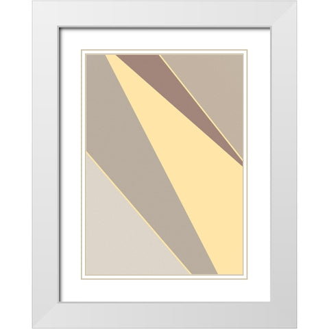 Abstract Shapes Yellow White Modern Wood Framed Art Print with Double Matting by Pictufy Studio