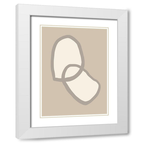 Shape 10 Beige White Modern Wood Framed Art Print with Double Matting by Pictufy Studio
