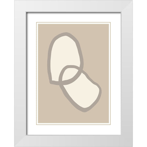 Shape 10 Beige White Modern Wood Framed Art Print with Double Matting by Pictufy Studio