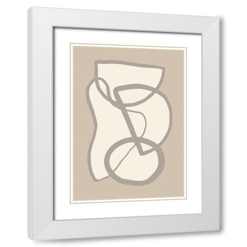 Shape 09 Beige White Modern Wood Framed Art Print with Double Matting by Pictufy Studio