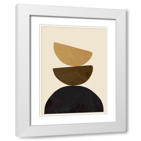 Geometrical Yellow White Modern Wood Framed Art Print with Double Matting by Pictufy Studio