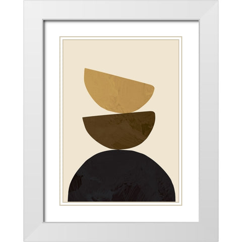 Geometrical Yellow White Modern Wood Framed Art Print with Double Matting by Pictufy Studio