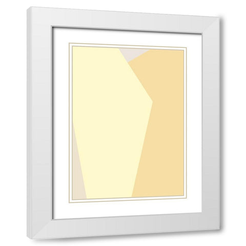 Abstract Yellow White Modern Wood Framed Art Print with Double Matting by Pictufy Studio
