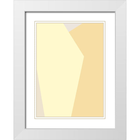 Abstract Yellow White Modern Wood Framed Art Print with Double Matting by Pictufy Studio