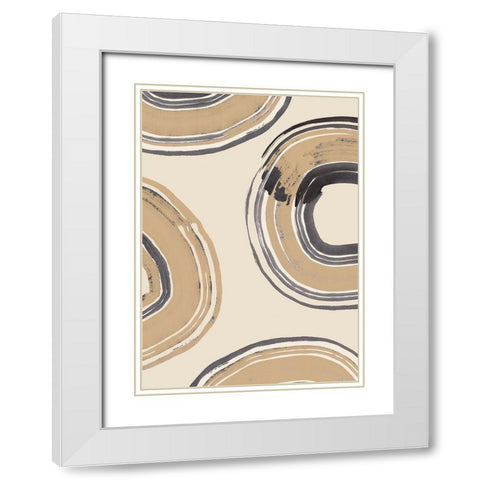 Abstract Circles White Modern Wood Framed Art Print with Double Matting by Pictufy Studio