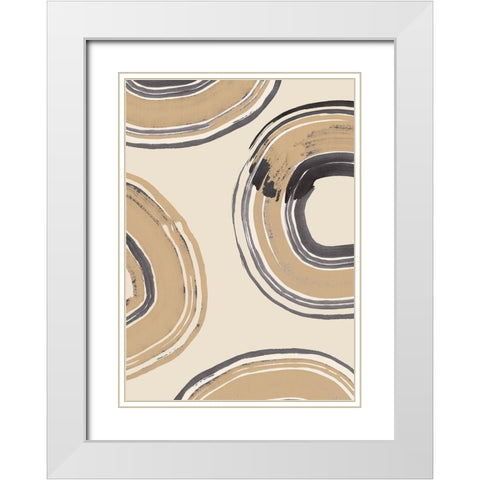 Abstract Circles White Modern Wood Framed Art Print with Double Matting by Pictufy Studio