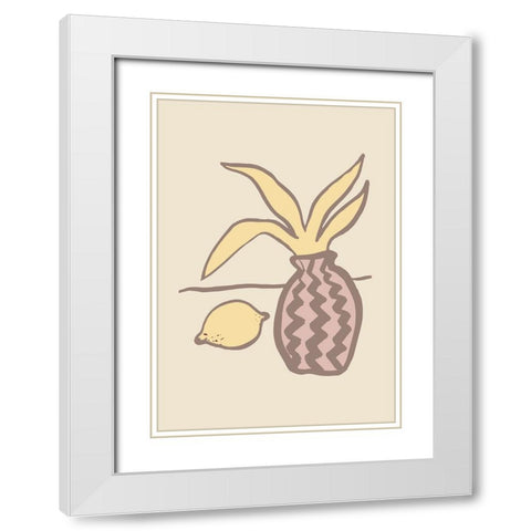 Limon White Modern Wood Framed Art Print with Double Matting by Pictufy Studio