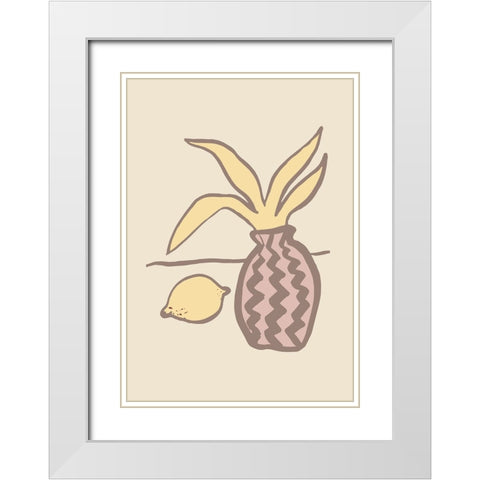 Limon White Modern Wood Framed Art Print with Double Matting by Pictufy Studio