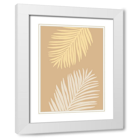 Leaves Yellow White Modern Wood Framed Art Print with Double Matting by Pictufy Studio