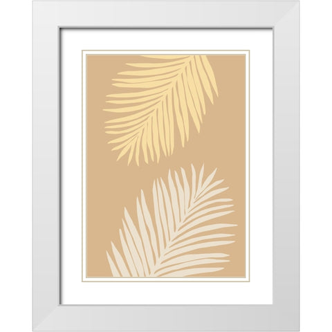 Leaves Yellow White Modern Wood Framed Art Print with Double Matting by Pictufy Studio
