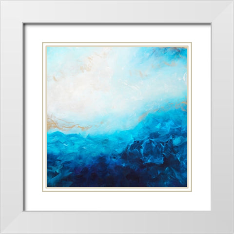 Blue Sea-golden Sunlight 2 White Modern Wood Framed Art Print with Double Matting by Wattre, Francoise
