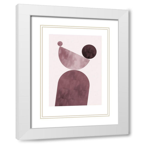 Geometrical Shapes Purple White Modern Wood Framed Art Print with Double Matting by Pictufy Studio II