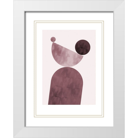Geometrical Shapes Purple White Modern Wood Framed Art Print with Double Matting by Pictufy Studio II