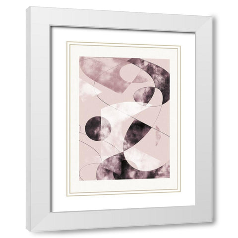 Shapes Shatters Red White Modern Wood Framed Art Print with Double Matting by Pictufy Studio II