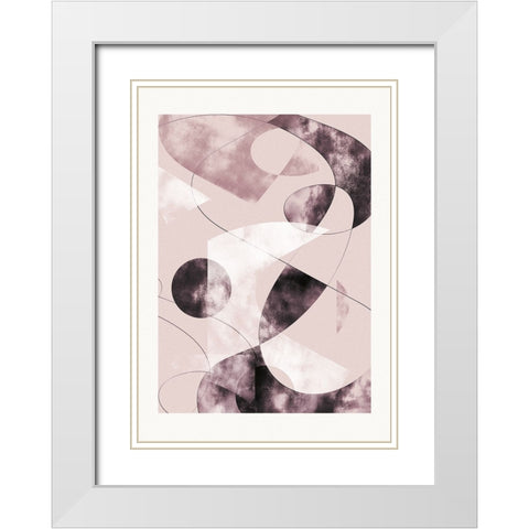 Shapes Shatters Red White Modern Wood Framed Art Print with Double Matting by Pictufy Studio II