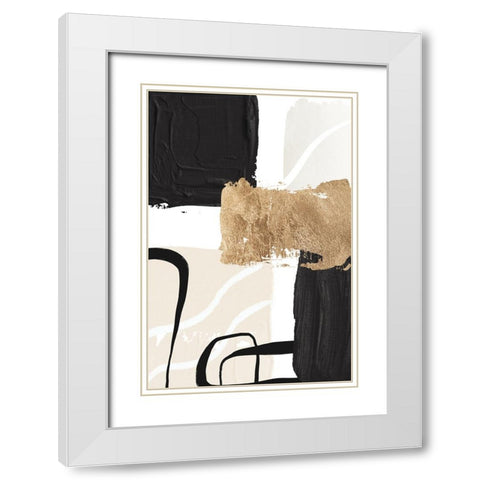 Abstract Black and Gold-4 White Modern Wood Framed Art Print with Double Matting by Moss, Sally Ann