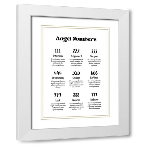 Angel Numbers White Modern Wood Framed Art Print with Double Matting by Amelie