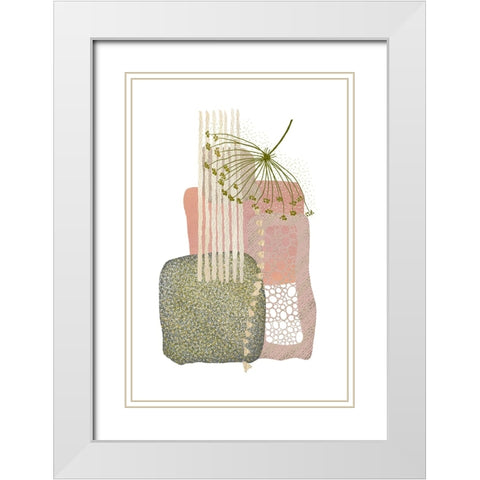 Delicate Pink and Green-3 White Modern Wood Framed Art Print with Double Matting by Moss, Sally Ann