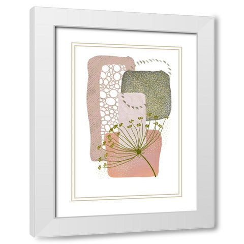 Delicate Pink and Green-2 White Modern Wood Framed Art Print with Double Matting by Moss, Sally Ann