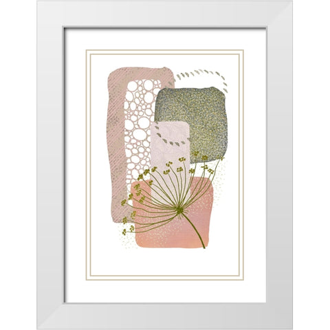 Delicate Pink and Green-2 White Modern Wood Framed Art Print with Double Matting by Moss, Sally Ann