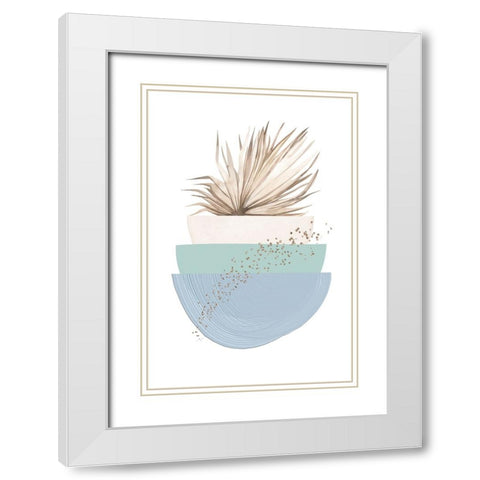 Blue green boho-3 White Modern Wood Framed Art Print with Double Matting by Moss, Sally Ann