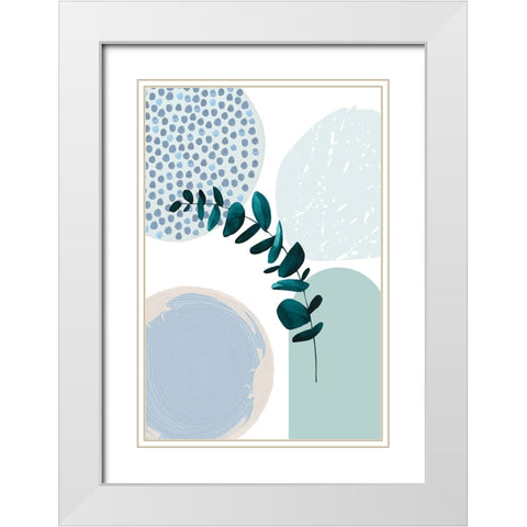Blue green boho-2 White Modern Wood Framed Art Print with Double Matting by Moss, Sally Ann