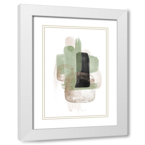 Simple Green-3 White Modern Wood Framed Art Print with Double Matting by Moss, Sally Ann