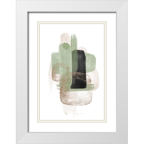 Simple Green-3 White Modern Wood Framed Art Print with Double Matting by Moss, Sally Ann