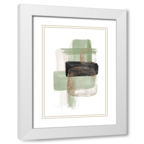 Simple Green-2 White Modern Wood Framed Art Print with Double Matting by Moss, Sally Ann