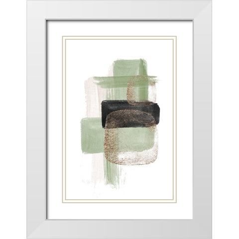 Simple Green-2 White Modern Wood Framed Art Print with Double Matting by Moss, Sally Ann