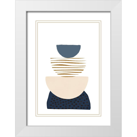 boho blue-3 White Modern Wood Framed Art Print with Double Matting by Moss, Sally Ann