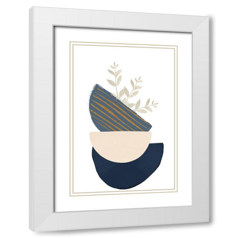 boho blue-2 White Modern Wood Framed Art Print with Double Matting by Moss, Sally Ann
