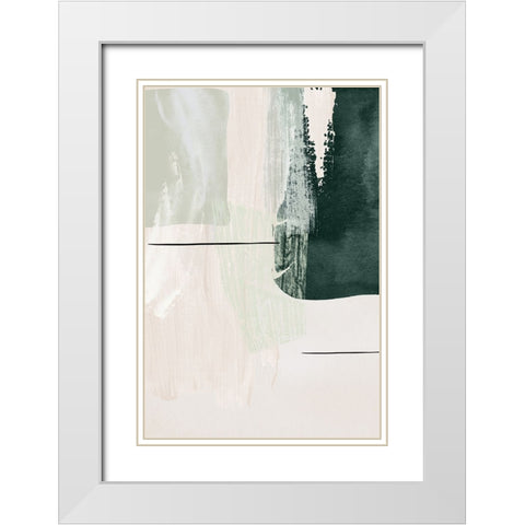 Abstract Shapes in Green-2 White Modern Wood Framed Art Print with Double Matting by Moss, Sally Ann